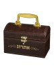 Faux Cuir Marron Foncé Coffre Rembourré Style Etrog Box %9... | Boîte d'étrog