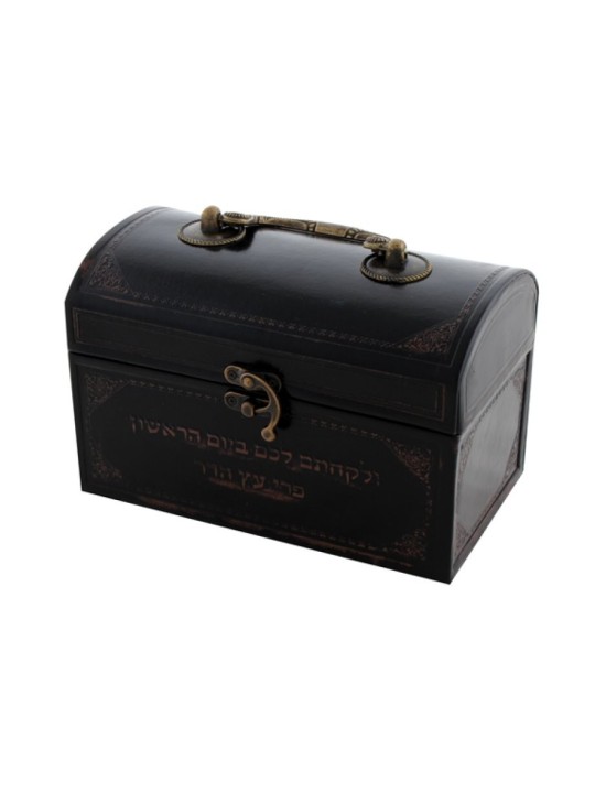 Boîte Etrog Marron Foncé avec Finition Simili Cuir et Hébreu... | Boîte d'étrog