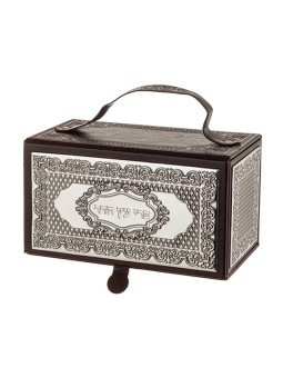 Porte-étrog en forme de boîte en faux cuir avec des motifs élaborés... | Boîte d'étrog