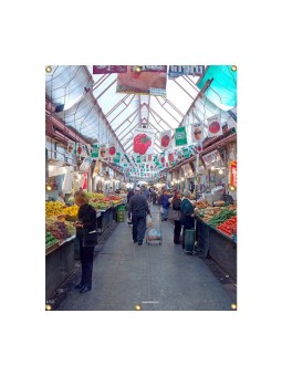 Panoramic Machane Yehuda Sukkah Single Wall Pa... | Sukkah Decorations