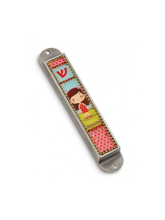 Iris Design Handcrafted Pewter Enamel Beaded Kid... | Children Mezuzah