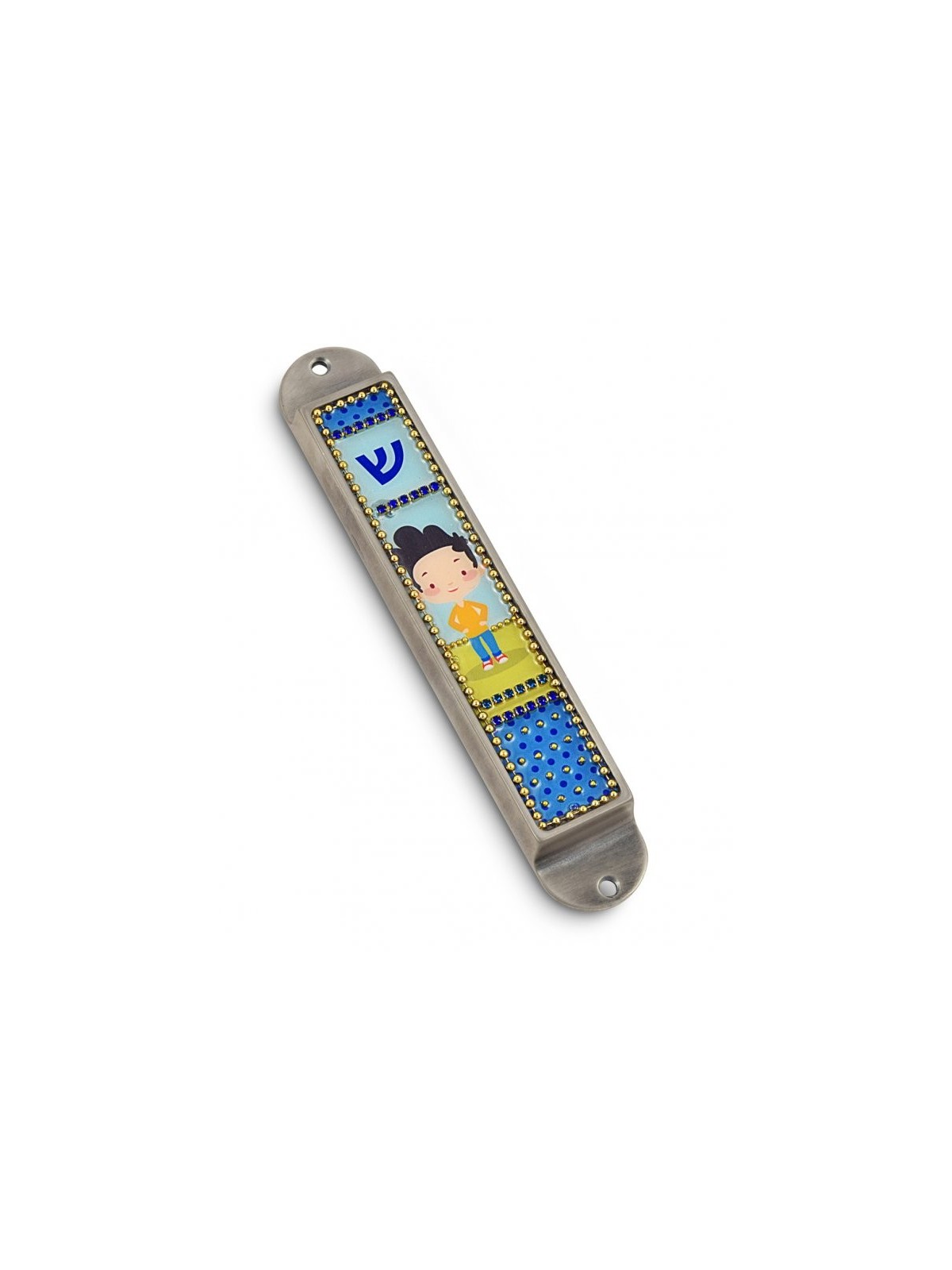 Iris Design Handcrafted Pewter Enamel Beaded Kid... | Children Mezuzah