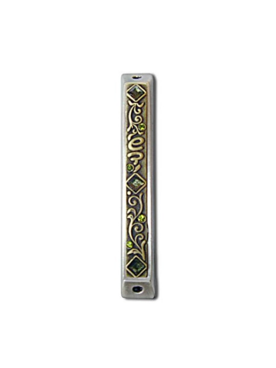 Étui Mezouza Art Nouveau avec Pierres 1 en stock | Mezouza en métal