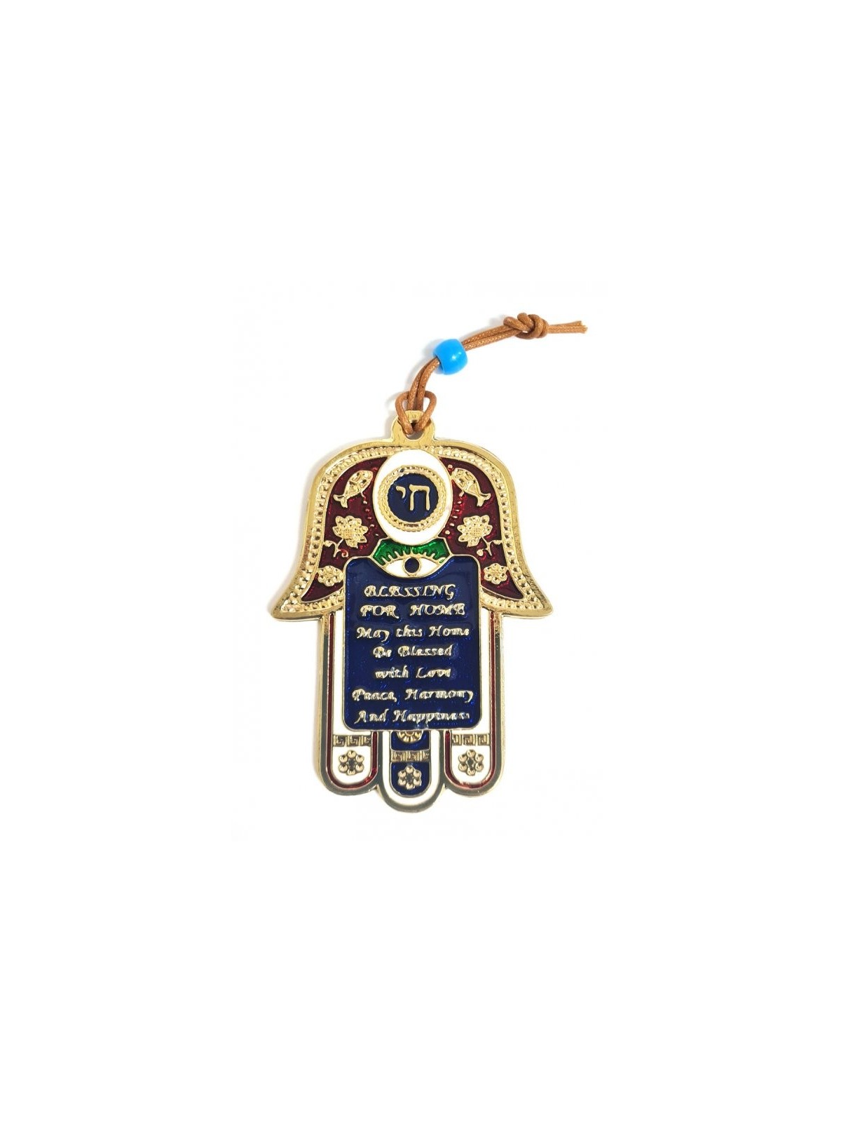 Décoration murale Hamsa avec Chai et bénédictions anglaises pour la maison... | Hamsa en métal