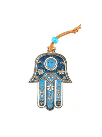 Décoration murale Hamsa avec symboles Chai et bonne chance... | Hamsa en métal