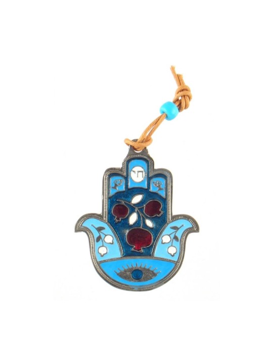 Décoration murale Hamsa avec symboles de bonne chance et Pome... | Hamsa en métal