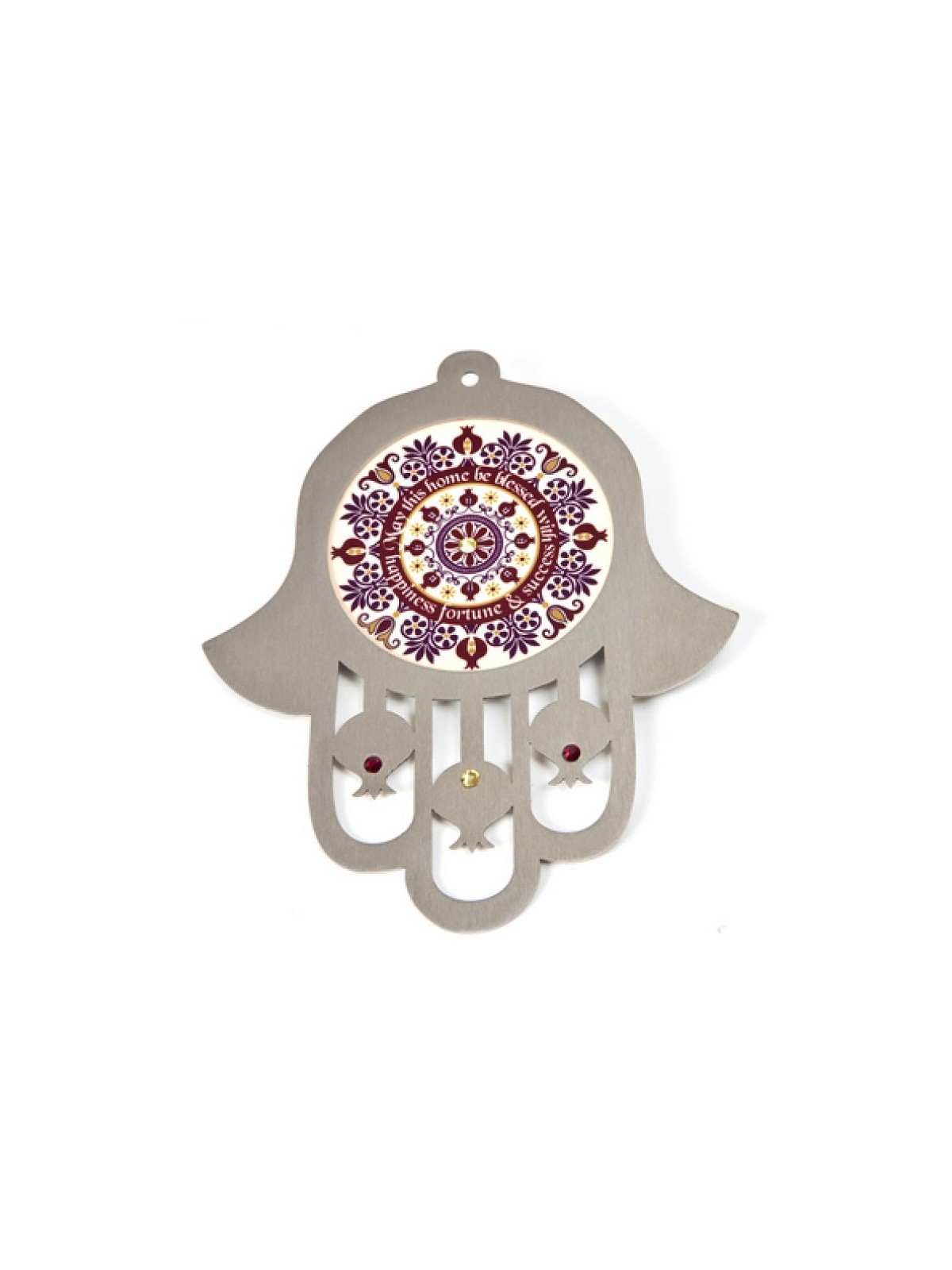 Dorit Judaica Mur en acier inoxydable violet Hamsa Home... | Mains Hamsa