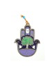 Décoration murale Hamsa violette et verte avec Chai et... | Hamsa en métal