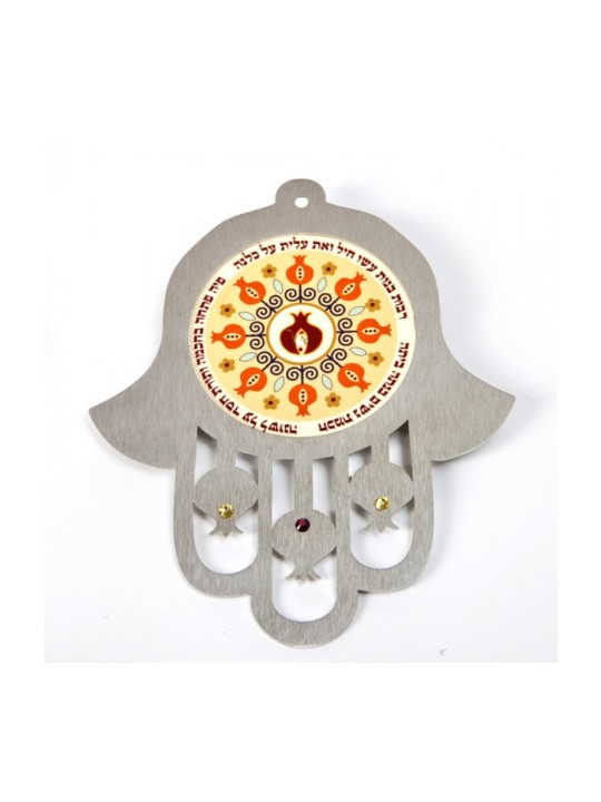 Dorit Judaica Mur de nuances orange Hamsa Eishet Chayil... | Mains Hamsa