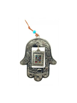 Décoration murale Hamsa avec motif Jérusalem et intérieur... | Hamsa en métal