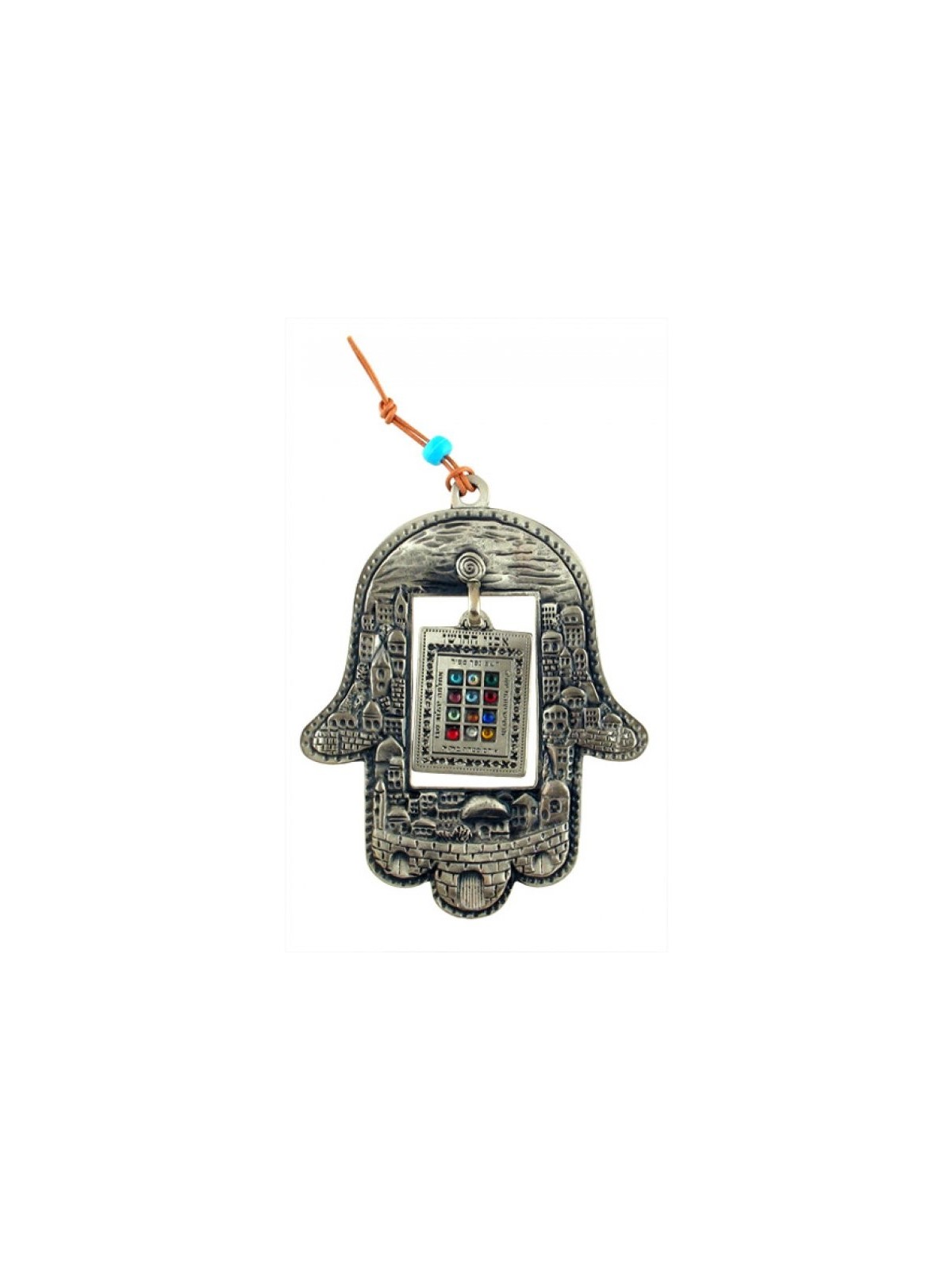 Décoration murale Hamsa avec motif Jérusalem et intérieur... | Hamsa en métal