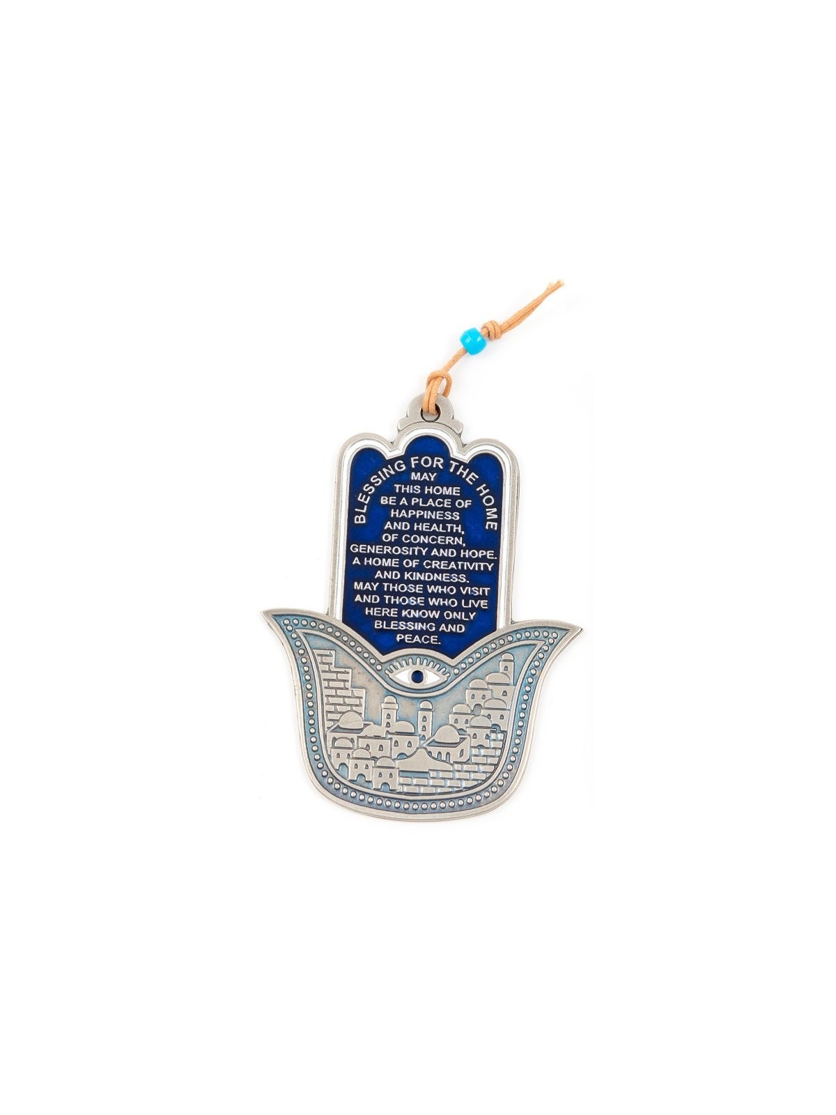 Décoration murale Hamsa avec images de Jérusalem et anglais... | Hamsa en métal