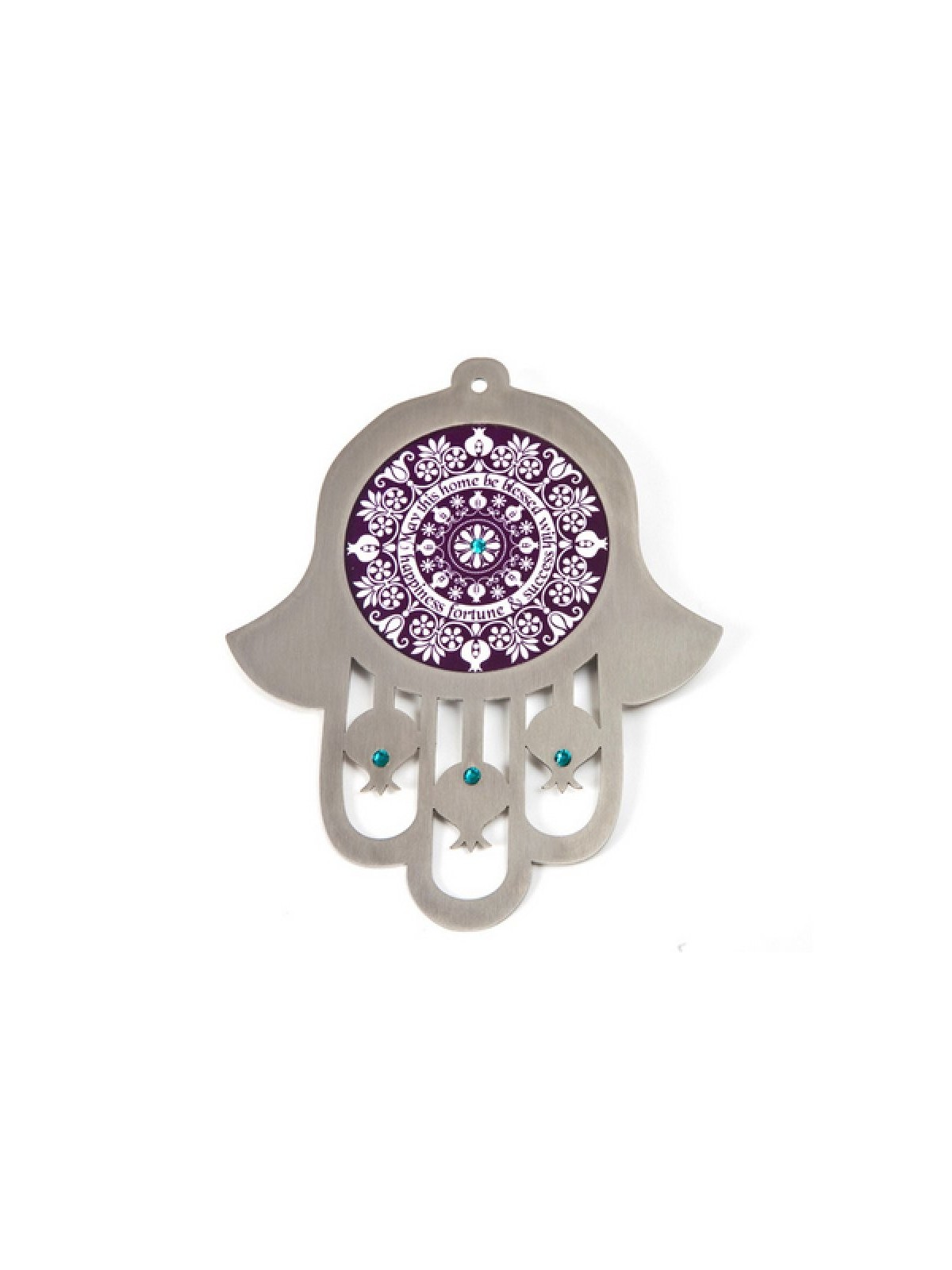 Dorit Judaica Mur en acier inoxydable violet Hamsa Home... | Mains Hamsa