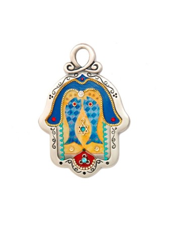 Mur en étain design poisson Hamsa par Ester Shahaf | Hamsa en métal