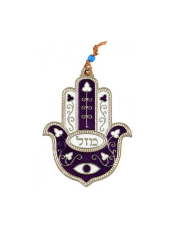 Hamsa Wall Decoration with Mazal Good Luck Eye and Fl... | Metal Hamsa