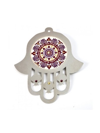 Dorit Judaica Mur de nuances violettes Hamsa Home Blessing... | Mains Hamsa