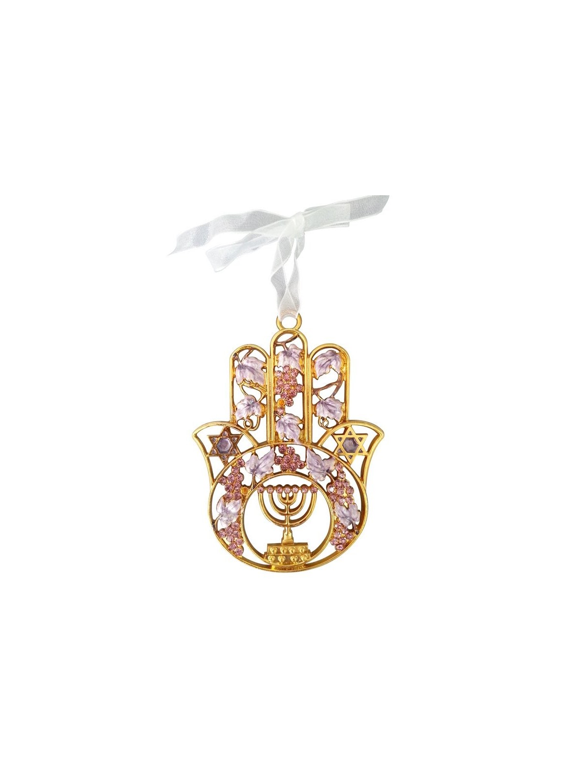 Tenture murale Menorah Hamsa à 7 branches | Hamsa en métal
