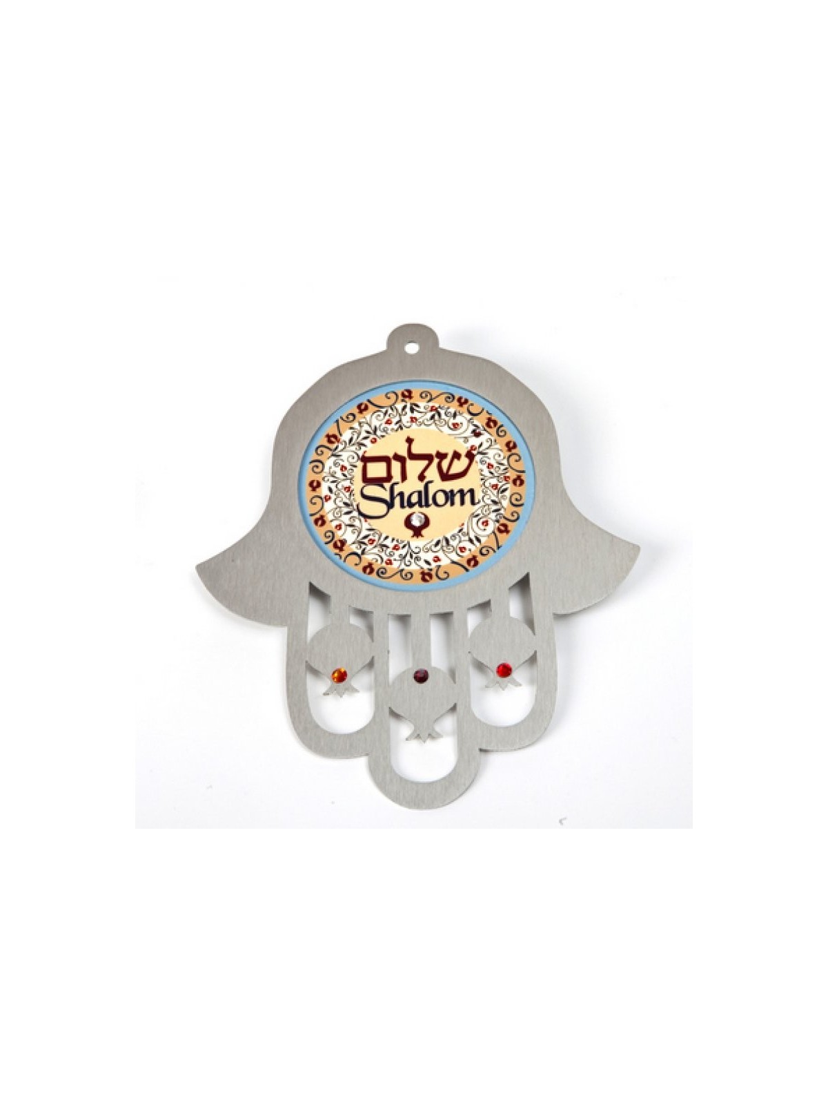 Dorit Judaica Hamsa mural en acier inoxydable avec abat-jour pêche... | Mains Hamsa