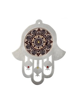 Dorit Judaica Jambons muraux en acier inoxydable Purple Shades... | Mains Hamsa