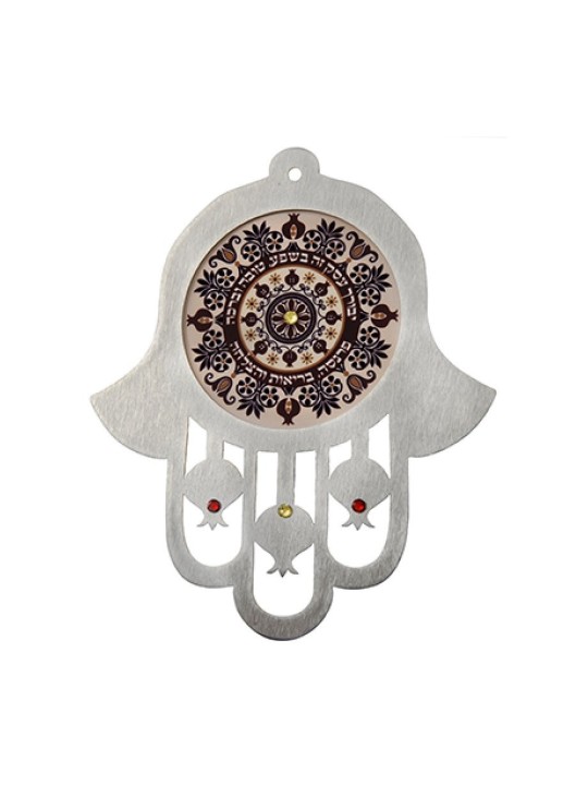 Dorit Judaica Jambons muraux en acier inoxydable Purple Shades... | Mains Hamsa