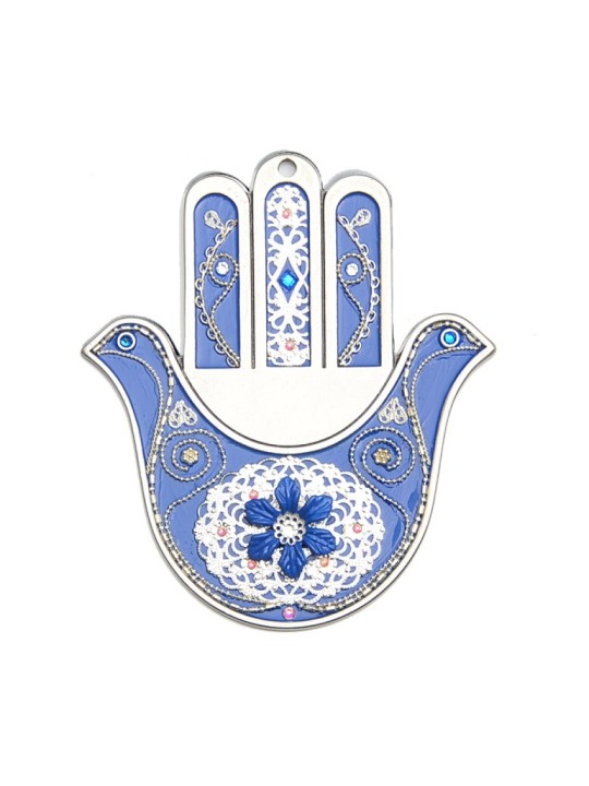 Blue Dove Wall Hamsa by Ester Shahaf | Hamsa Hands