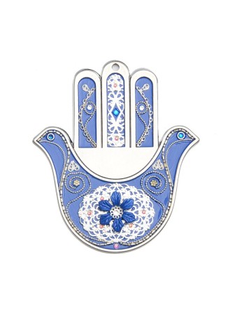 Bleu Colombe Mur Hamsa de Ester Shahaf | Mains Hamsa