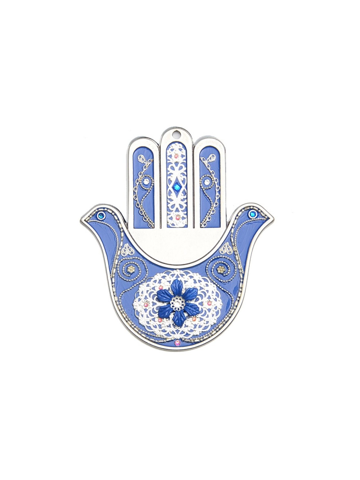 Blue Dove Wall Hamsa by Ester Shahaf | Hamsa Hands