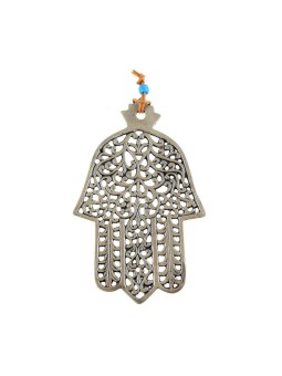 Décoration murale Hamsa avec motif de feuille en filigrane découpée | Hamsa en métal