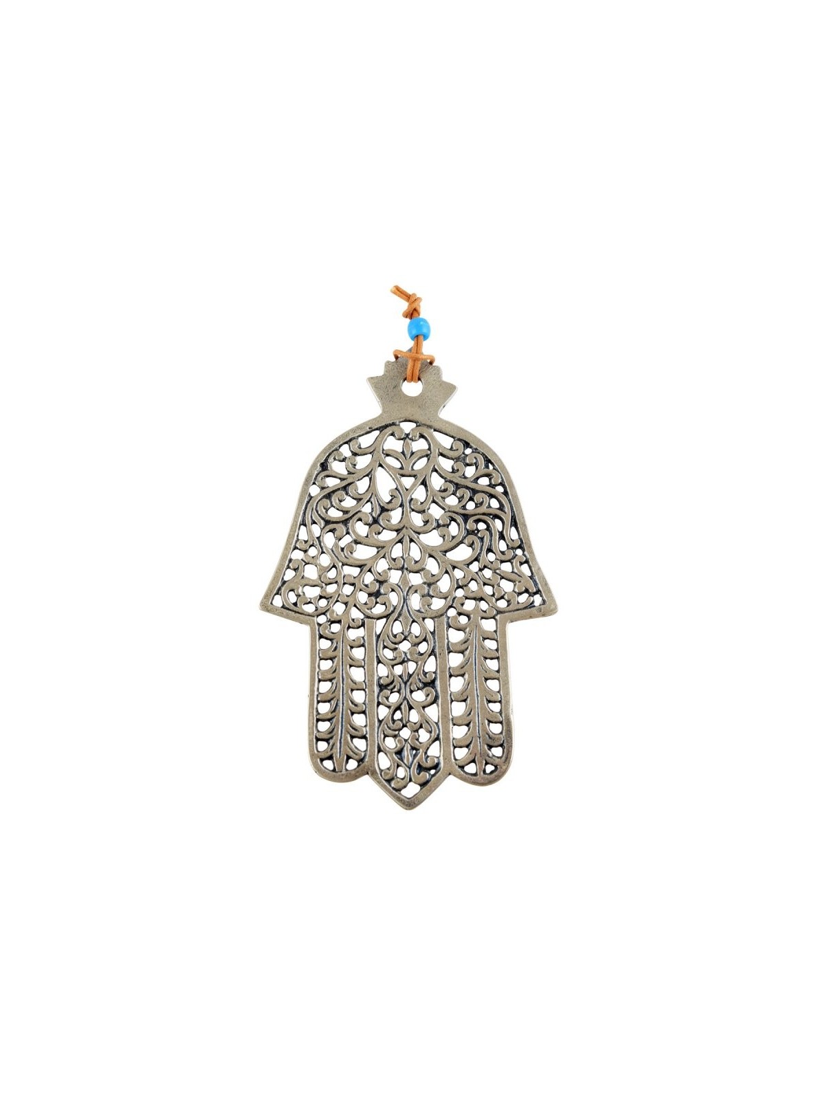 Décoration murale Hamsa avec motif de feuille en filigrane découpée | Hamsa en métal