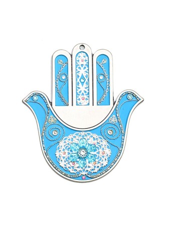 Hamsa mural colombe bleu ciel de Ester Shahaf | Mains Hamsa