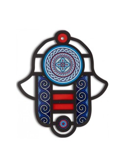 Dorit Judaica Mur moderne Hamsa dans l’art du vitrail... | Mains Hamsa