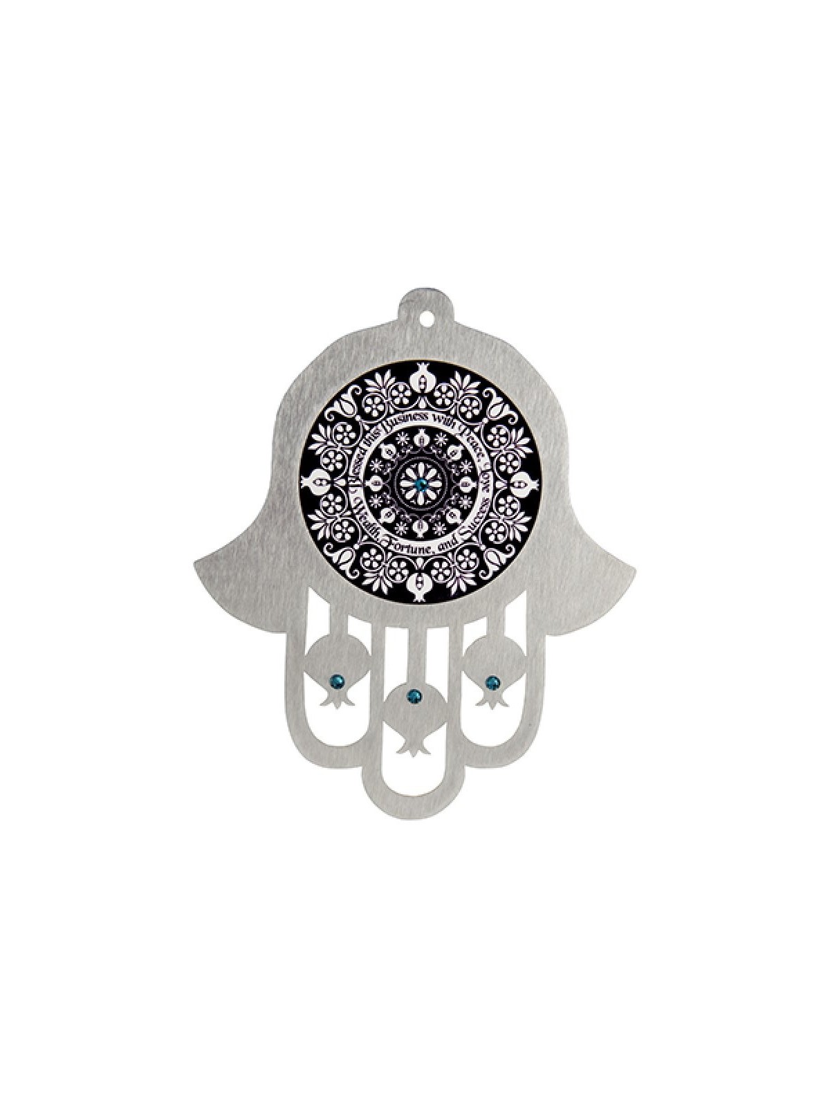 Dorit Judaica Hamsa mural en acier inoxydable avec nuances noires... | Mains Hamsa