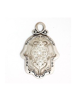 Nuances d'argent mur Hamsa de Ester Shahaf | Mains Hamsa