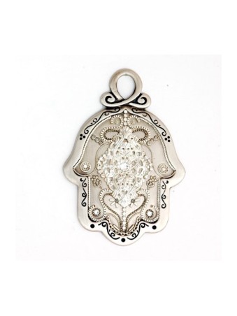 Nuances d'argent mur Hamsa de Ester Shahaf | Mains Hamsa
