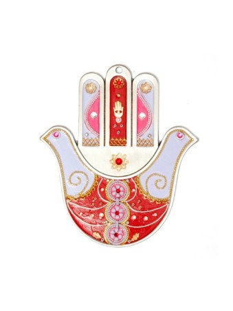 mur rouge Hamsa de Ester Shahaf | Hamsa en métal