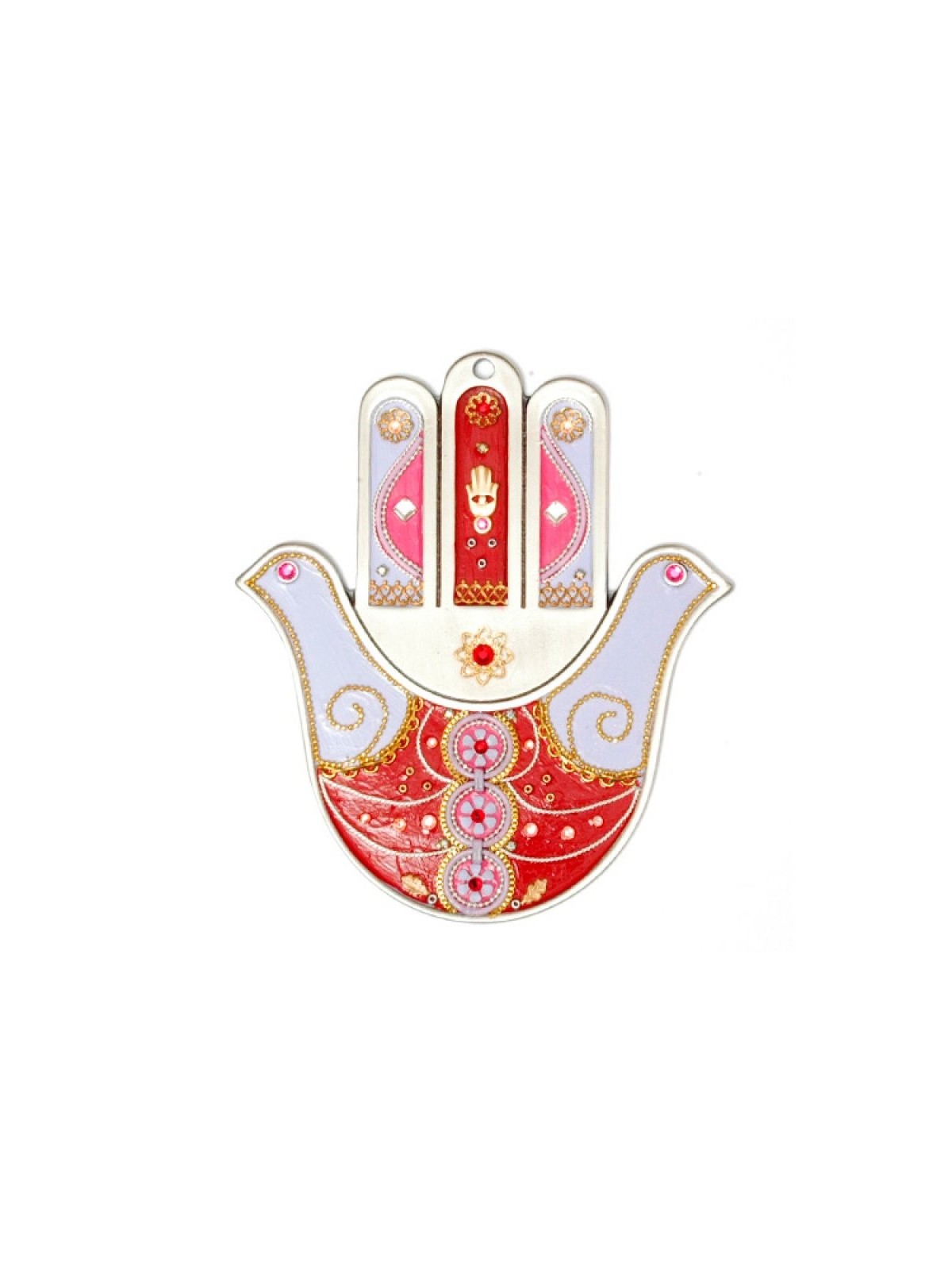 mur rouge Hamsa de Ester Shahaf | Hamsa en métal