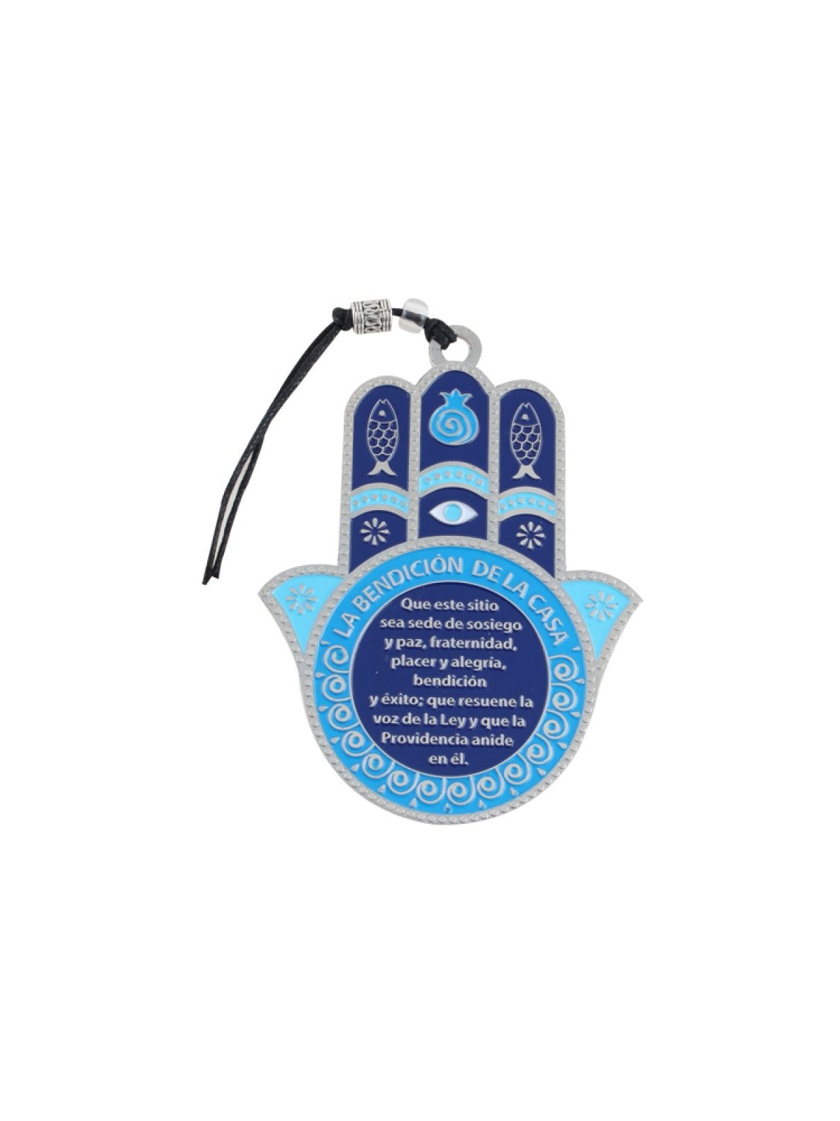 Décoration murale Hamsa avec prière des voyageurs en espagnol... | Hamsa en métal