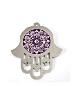 Dorit Judaica Mur en acier inoxydable violet Hamsa Home... | Mains Hamsa