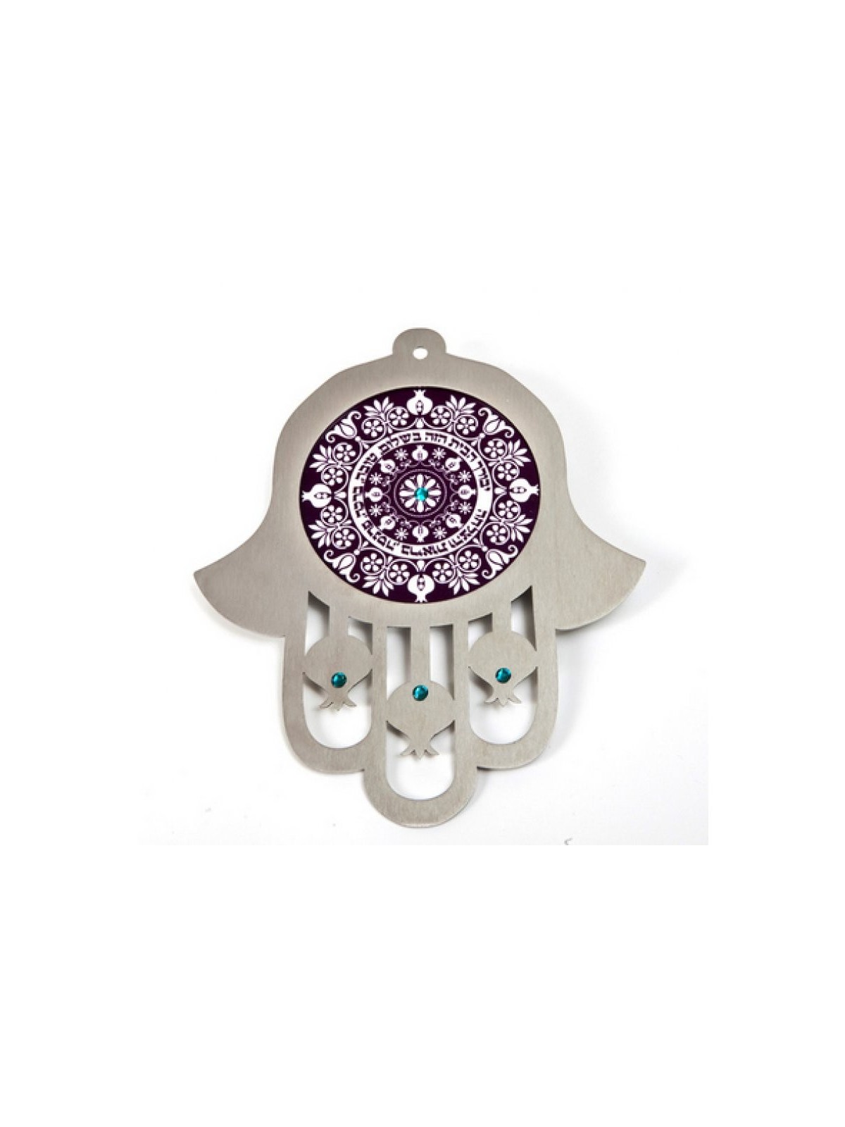 Dorit Judaica Mur en acier inoxydable violet Hamsa Home... | Mains Hamsa