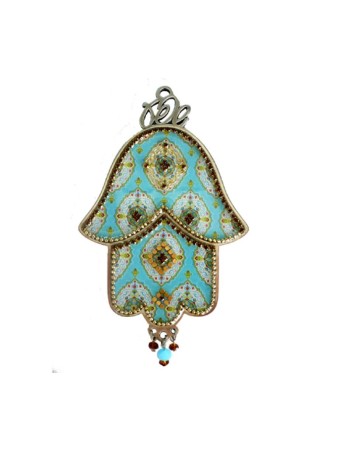 Iris Design Hamsa Plaque murale perlée motif géométrique... | Mains Hamsa