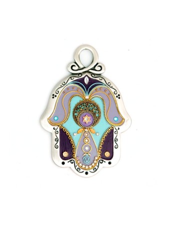 Shades of Purple Wall Hamsa by Ester Shahaf | Metal Hamsa