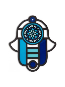 Dorit Judaica Mur moderne Hamsa dans l’art du vitrail... | Mains Hamsa