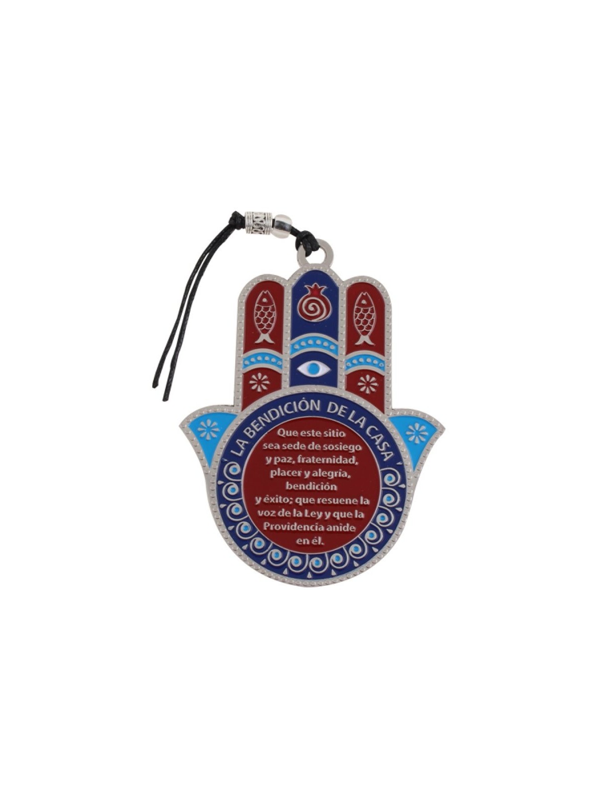 Décoration murale Hamsa avec prière des voyageurs en espagnol... | Hamsa en métal