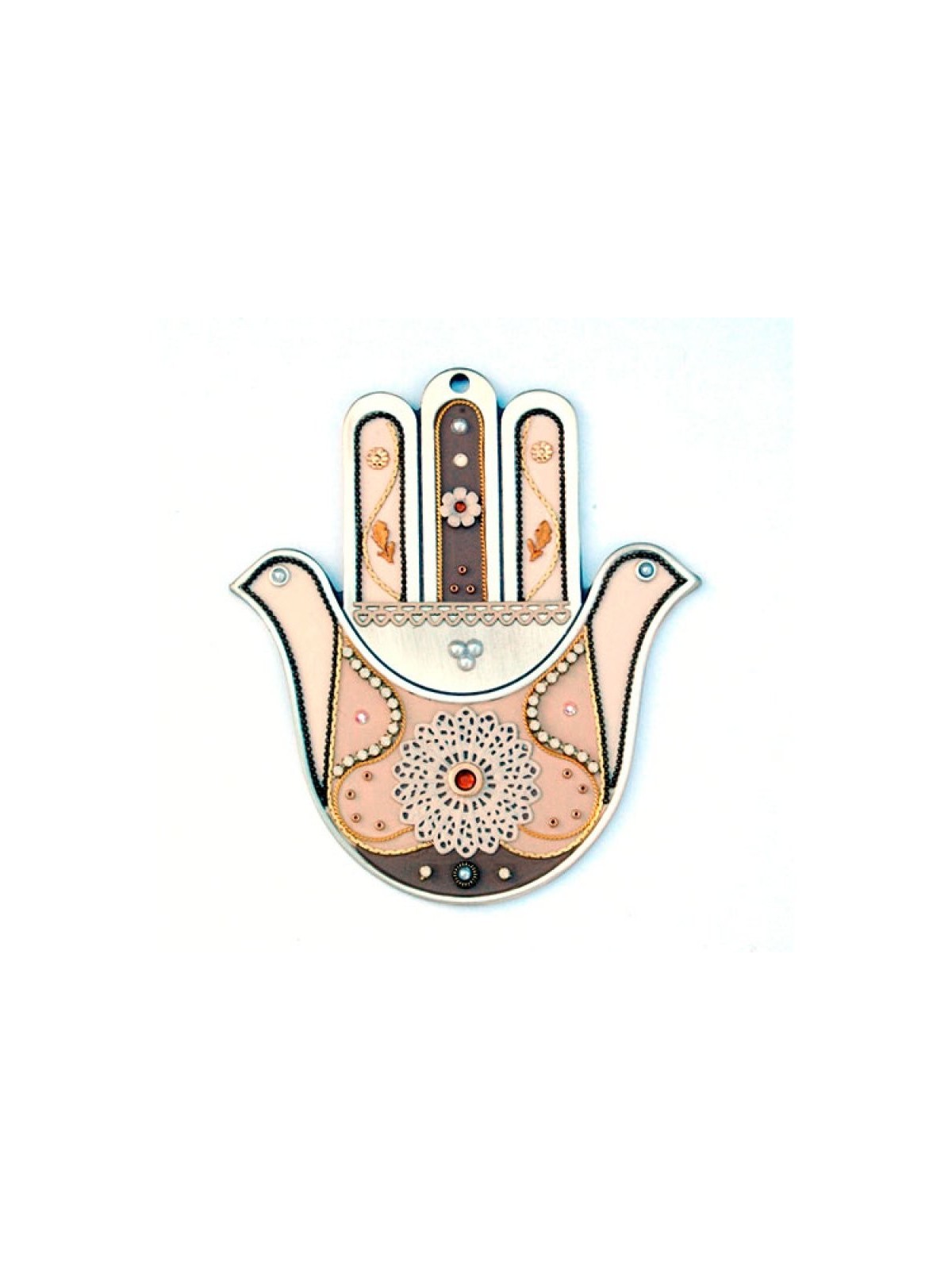 Mur de conception de fleur beige rose Hamsa | Mains Hamsa