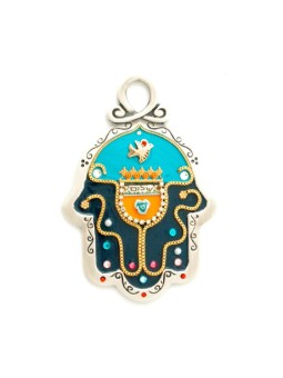 Hamsa en étain noir de minuit par Ester Shahaf | Hamsa en métal
