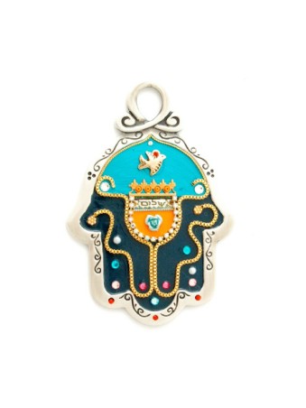 Hamsa en étain noir de minuit par Ester Shahaf | Hamsa en métal