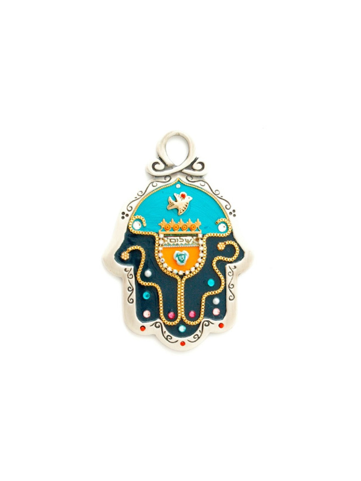 Hamsa en étain noir de minuit par Ester Shahaf | Hamsa en métal