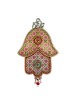 Iris Design Hamsa Wall Plaque Oriental Pink and Green... | Hamsa Hands
