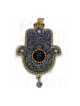 Iris Design Hamsa Plaque murale motif tourbillonnant sur fond sombre... | Mains Hamsa