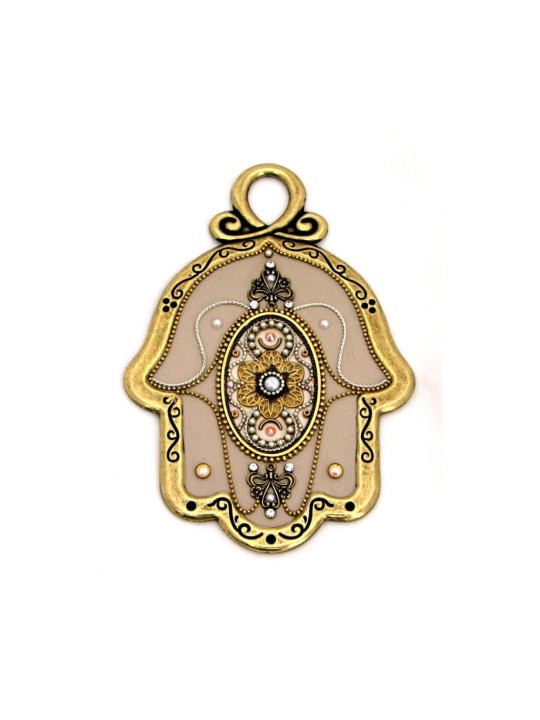 Mur Hamsa aux nuances dorées par Ester Shahaf | Hamsa en métal